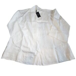 MARIELLE ALMELO ‎ Linen Open Front Cardigan Womens OS White Luxury Lagenlook NEW
